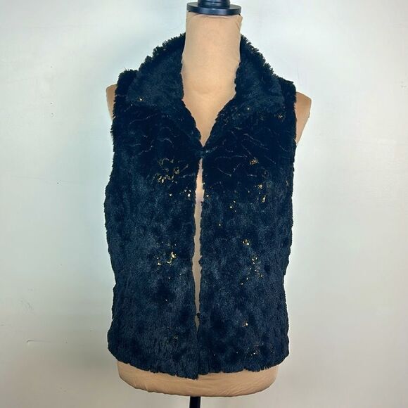 Betsy Johnson sequin and faux fur vest size small - Picture 1 of 8